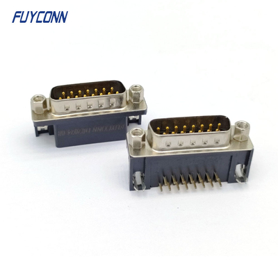 El varón de ángulo recto del conector del PWB D-SUB tapa el submarino 15 Pin Connector (9.4m m) de D
