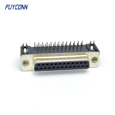 conector de ángulo recto del PWB D-SUB del conector femenino del DB 25pin (8.08m m)