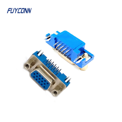 Conector hembra de ángulo recto del PWB de 15 conectores D-sub de Pin Hight Density