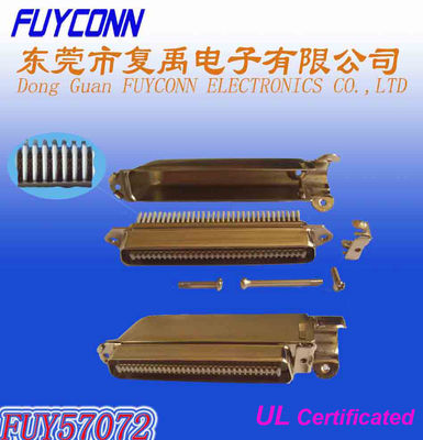 Conector del enchufe del perno IDC de la echada 64 de Amphenol que prensa 2.16m m 32 pares del tipo masculino con la cubierta del metal de 90 grados