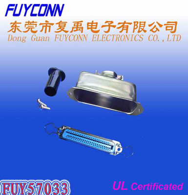 14 24 36 tipo femenino conector del receptáculo de la soldadura de 50 Pin de Centronix con la cubierta del metal de 180 grados