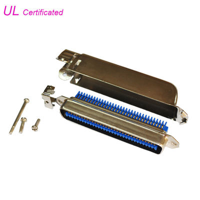 90 el conector macho de Pin Amphenol IDC del grado 64 32 pares tapa con la cubierta del metal de 90 grados