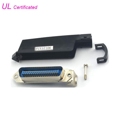 90 cubierta plástica de Pin Centronics Solder Connector With del enchufe masculino 36 del grado