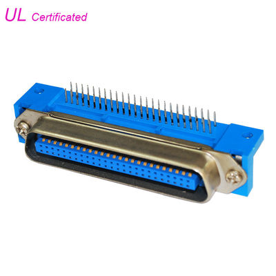 Conector masculino del soporte del PWB del Pin Centronics del azul 50 25 pares de ángulo recto
