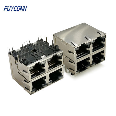 conector del Pin RJ45 del PWB 32 de los puertos 2x2 4 con la luz verde amarilla del LED