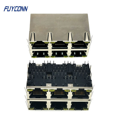 2x3 6 vira PWB femenino 48 Pin Modular Jack Connector del conector hacia el lado de babor RJ45